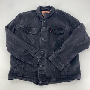 Levi Strauss‎ Co Black Denim Playboy Bunny Trucker Jacket Womens Size L